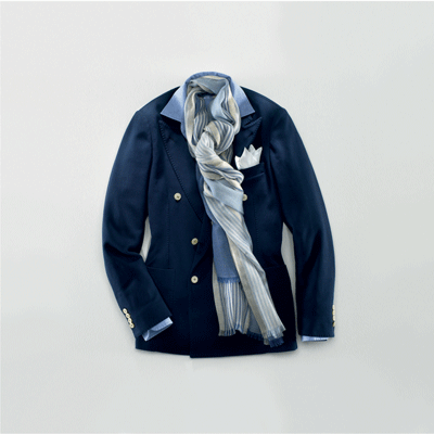 Loro Piana’s classic navy blue double-breasted jacket
