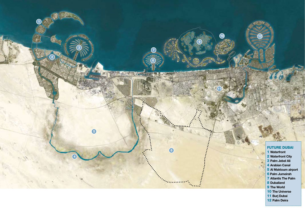 world map of dubai. future map of Dubai).