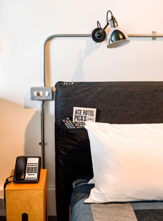 Ace Hotel London Shoreditch bed / lamp