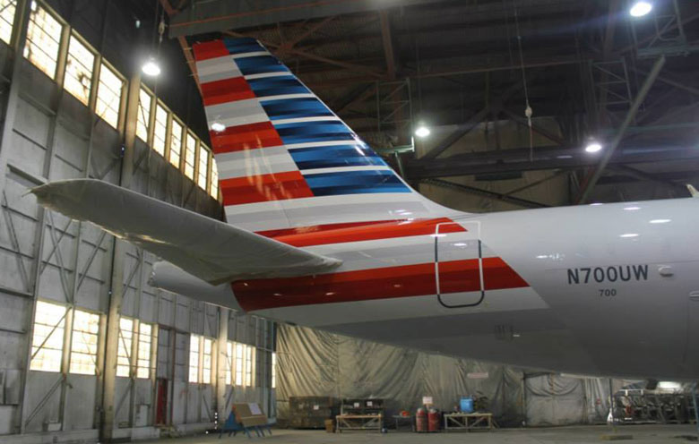 First US Airways aircraft in AA livery
