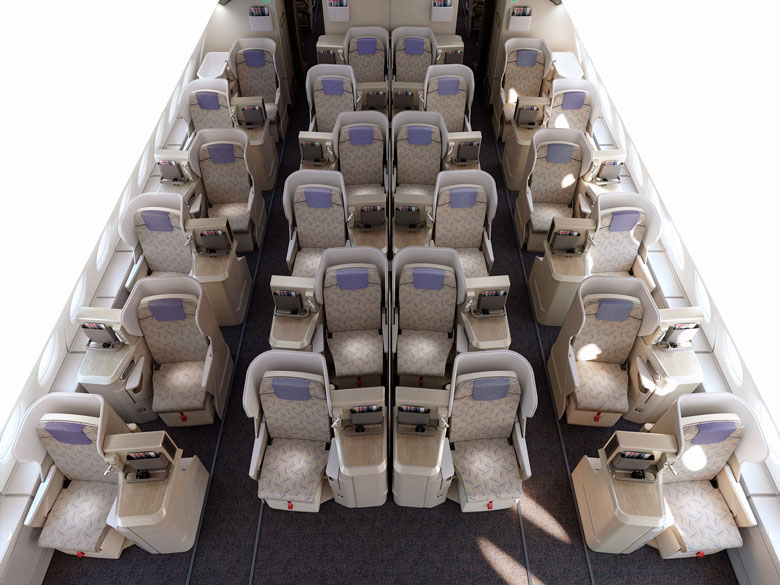 Asiana A380 business class staggered layout