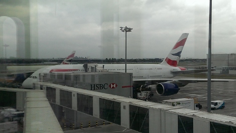 British Airways A380 at London Heathrow Terminal 5 Satellite C Gate C62