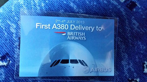 BA A380 flight card