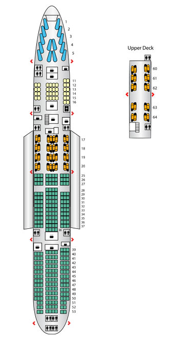 Seat map british airways boeing b747 400 299pax 