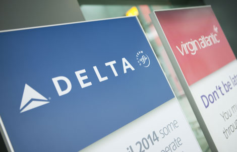 Delta and Virgin signs