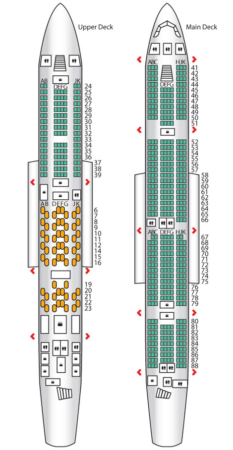 Emirates A380 two-class configuration seatplan