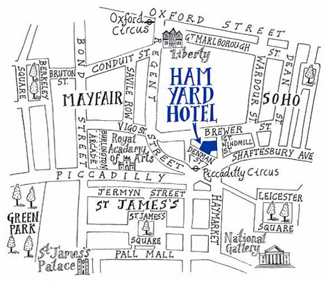 Ham Yard locator map