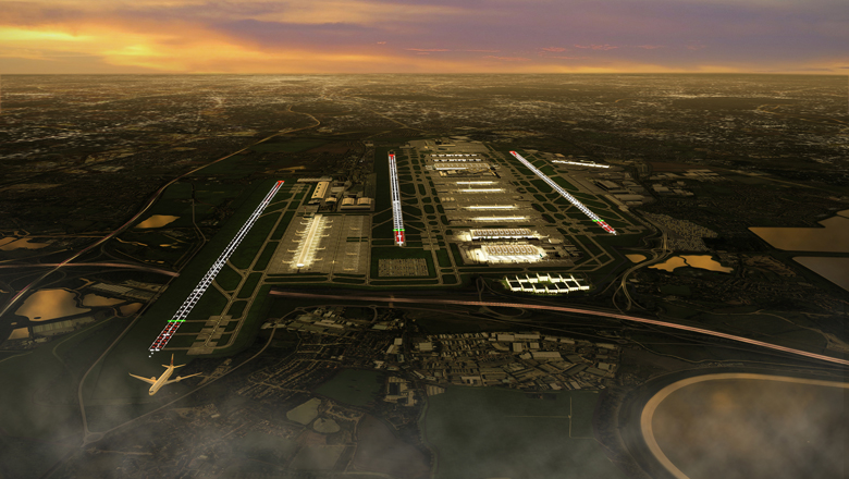 A new north-west runway (left) would be a full 3,200m long. Enough for any aircraft type to use