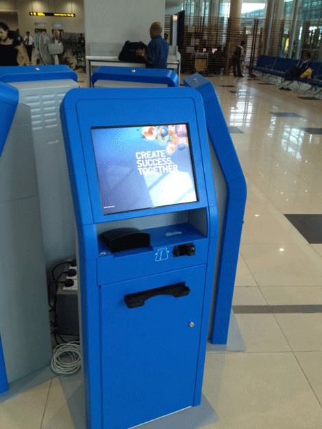 Yangon International Airport self check-in kiosk
