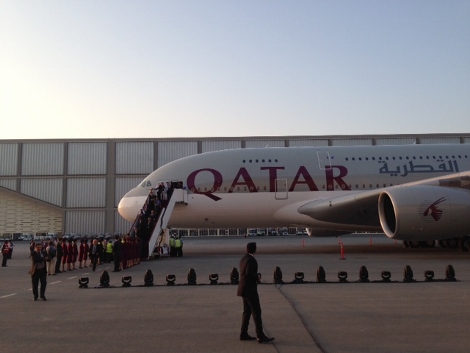 Qatar Airways A380 delivery flight arrival