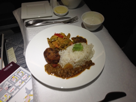 Qatar Airways A319 all business class food