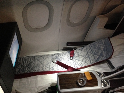 Qatar Airways all-business class seat sleeping