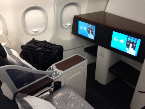 Row 1, A319 all-business class Qatar Airways