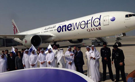 Oneworld-branded Qatar B777