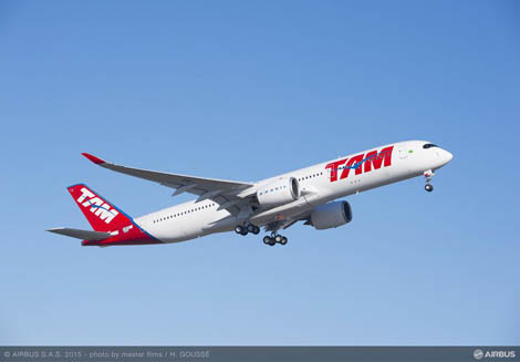 The TAM A350 in flight