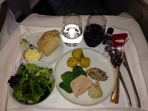 Air France new fully-flat business class seat food