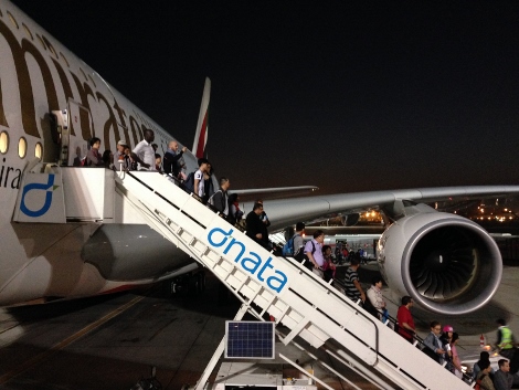 Emirates disembarking at Dubai